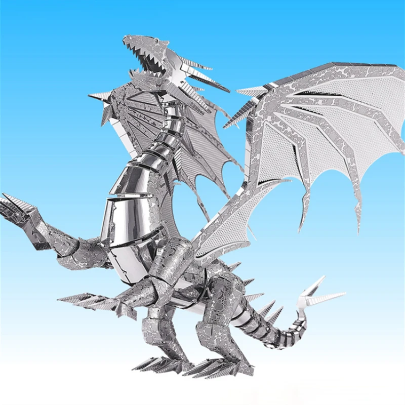 Piececool новейшие 3D металлические Пазлы дракона пламени красного и серебряного