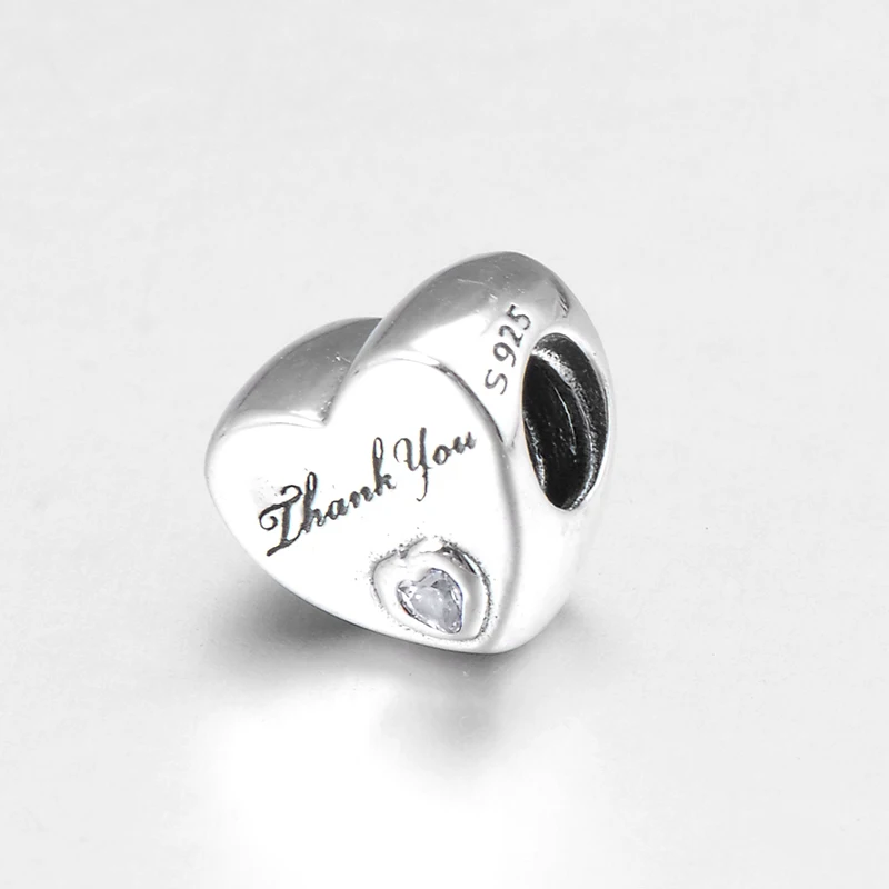 Thanksgiving gift 925 Sterling Silver clear CZ fine Letter THANK YOU Beads Fit Original Pandora Charm Bracelet Jewelry making | Украшения и