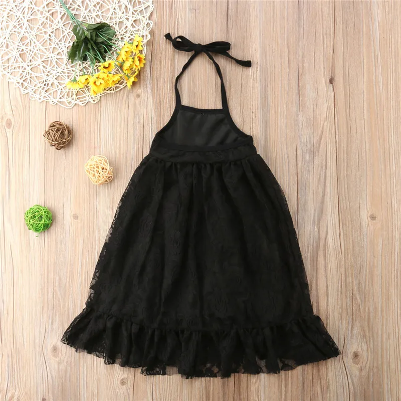 Детское платье принцессы для маленьких девочек летнее однотонное кружевное