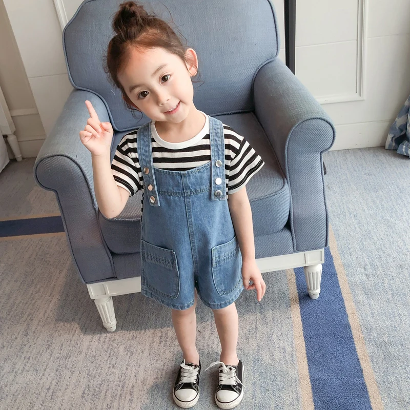 Летняя одежда для маленьких детей джинсовые шорты с карманами девочек джинсовый