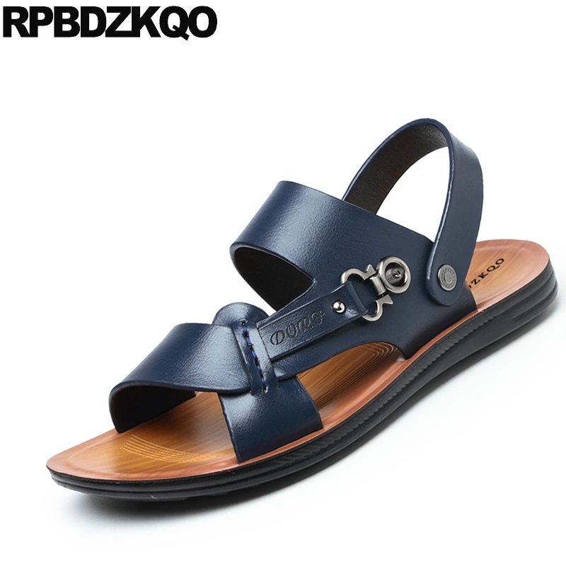 Сандалии мужские кожаные водонепроницаемые дизайнерские тапочки с ремешком