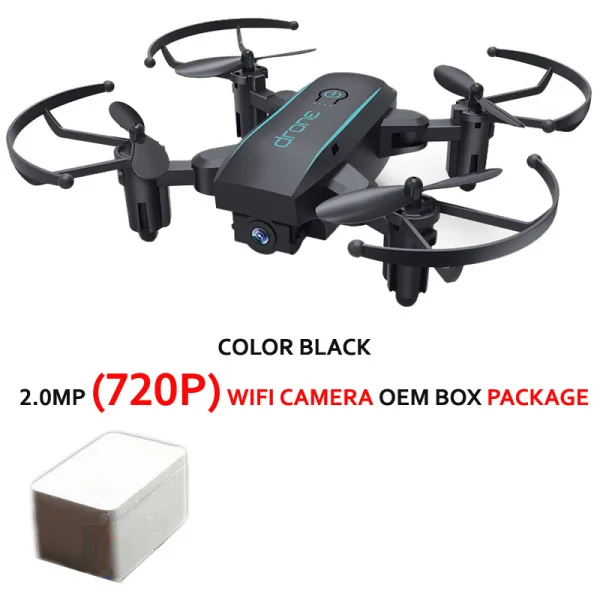 2mp black oem box HY 1601 мини Дроны с камерой HD 720P Квадрокоптер Дрон складной в реальном времени видео Безголовый wifi FPV Квадрокоптер RC вертолеты - Цвет: 2mp black oem box