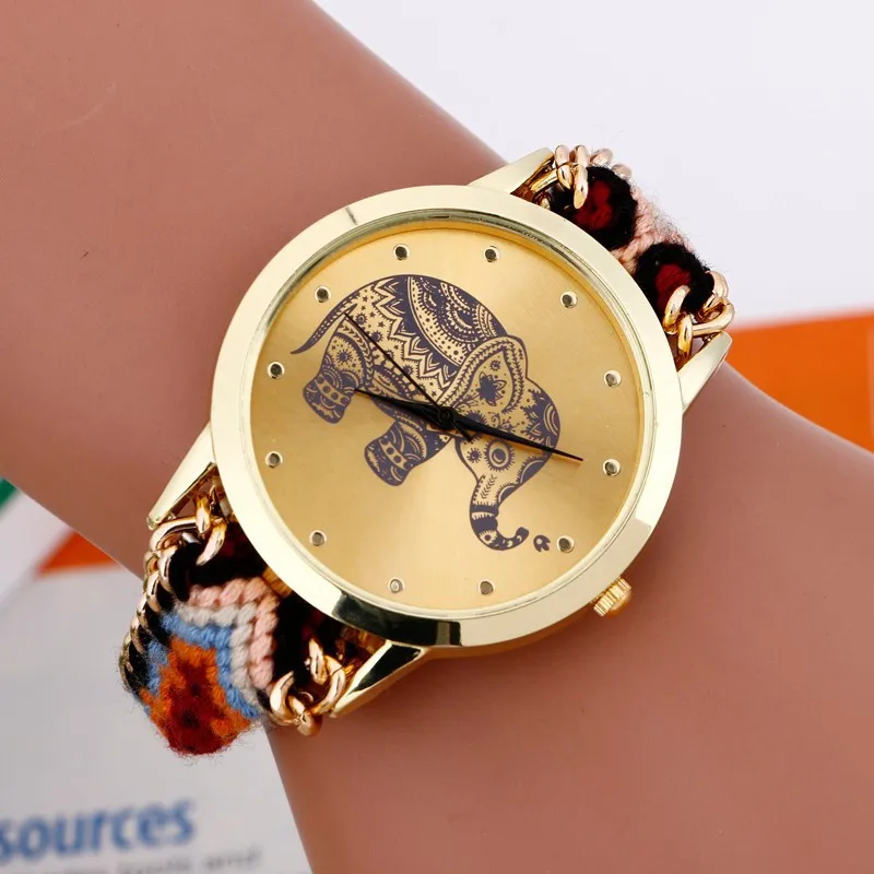 Народно-пользовательский тканый кварт женские часы ретро досуг студенческие