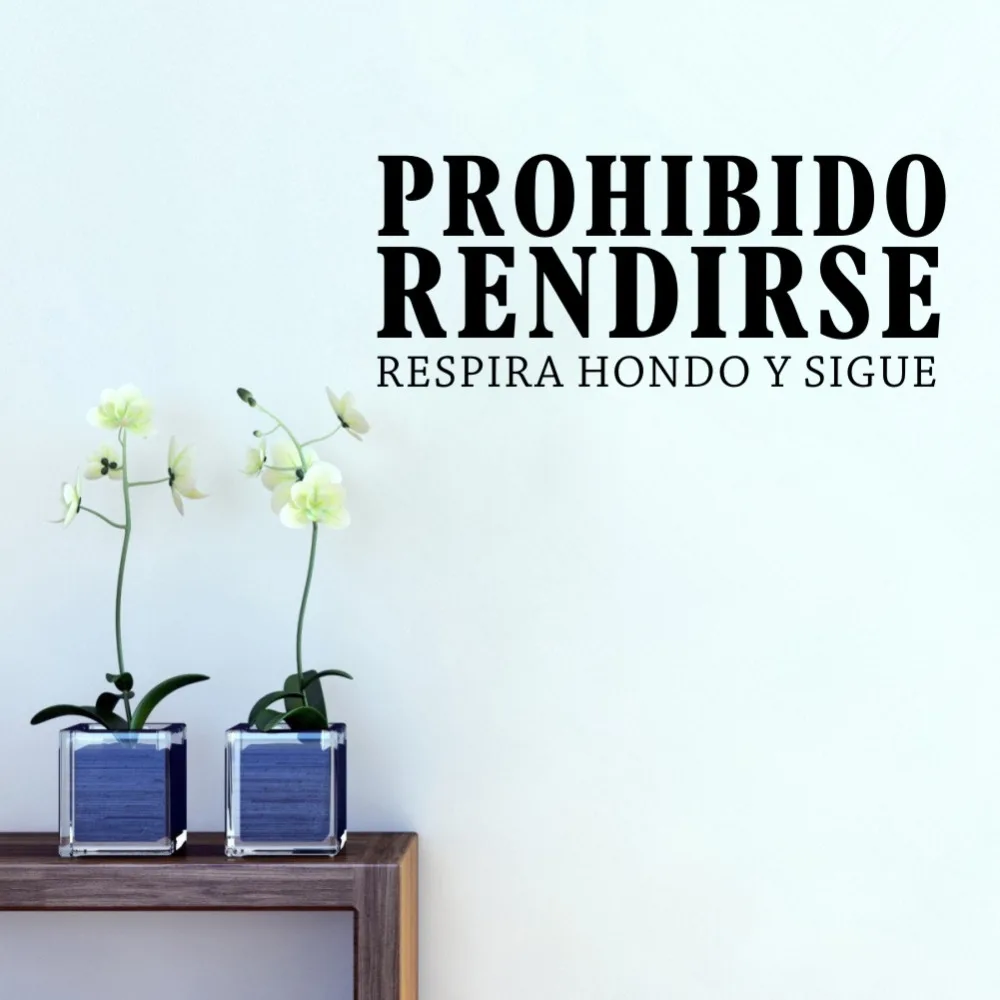 Вдохновляющие цитаты на испанском языке probido Rendirse виниловое искусство настенный стикер офис назначения гостиная спальня Детская комната Декор SPS-57