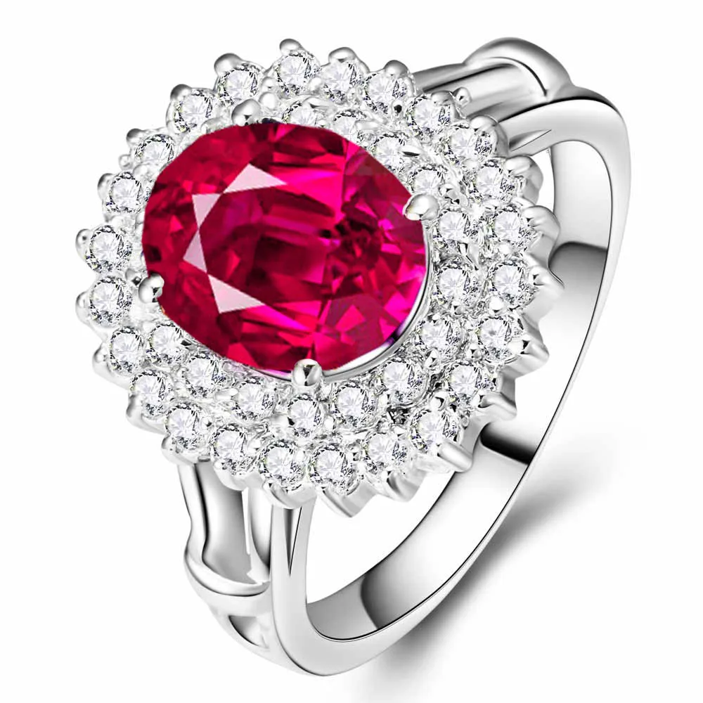 Яйи женские модные ювелирные изделия Кольцо Красный Циркон CZ цвета: золотистый