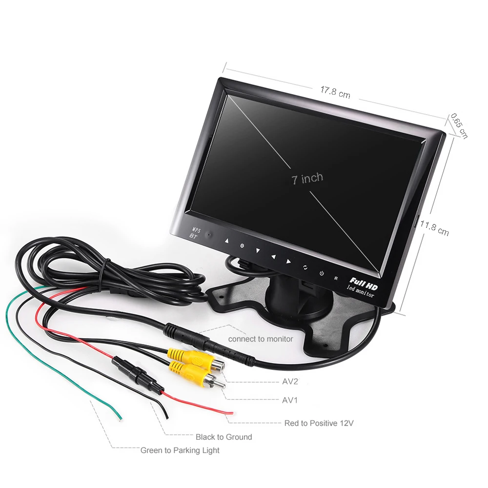AMPrime Bluetooth 7 &quotTFT LCD монитор заднего вида тонкий экран приборной панели