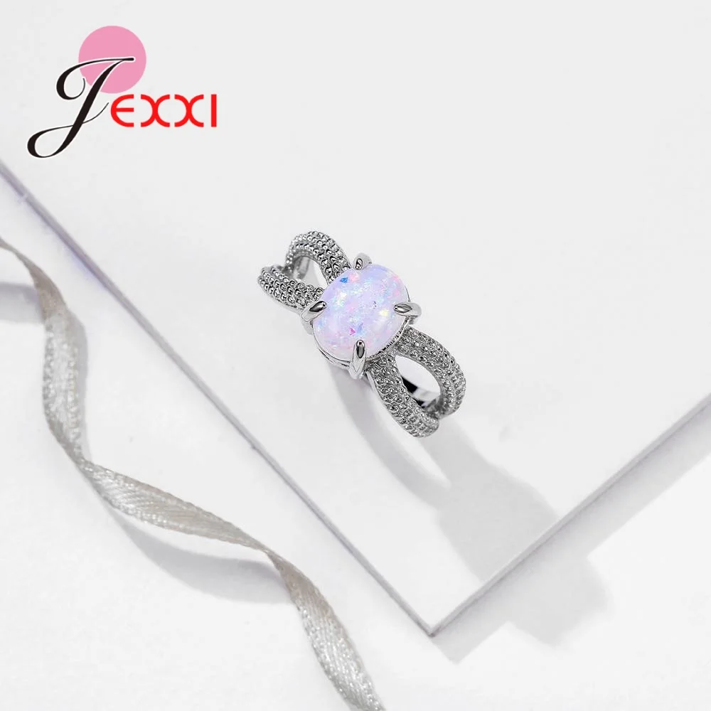 Classic 925 Sterling Silver Cross Rings for Men Women Wedding Engagement White Fire Opal Stone Hot Sale Gift Jewelry | Украшения и