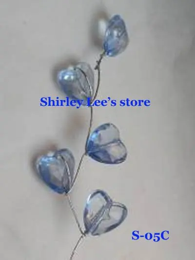 

Wholesale--1080pcs PRETTY blue jewel heart spray WEDDING FAVOUR wired stem(Free Shipping)