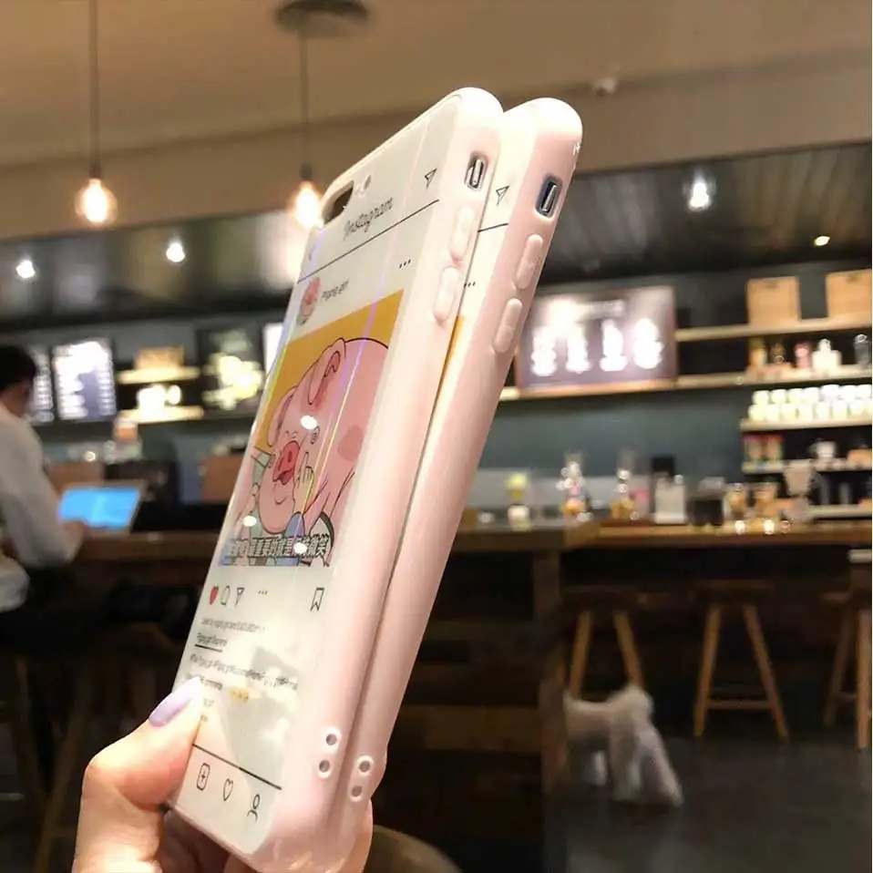 Чехол для iPhone 7 8 6 X 6s Капа мультфильм милый поросенок мобильного телефона основа