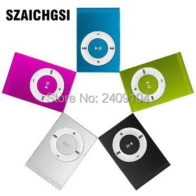 Мини mp3-плеер SZAICHGSI с зажимом дешевые цветные MP3-плееры наушниками USB-кабелем