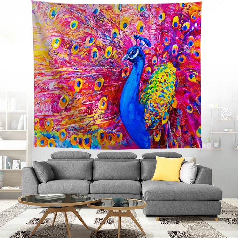 ZEIMON 3D гобелен с перьями настенный принтом павлина Настенный Ковер Бохо покрывало