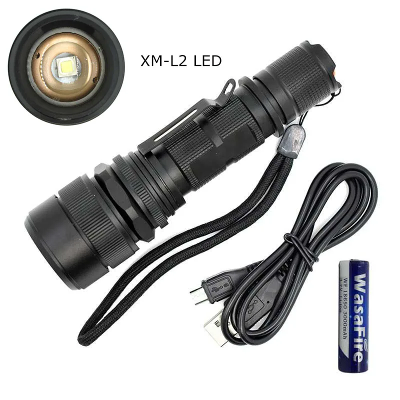Xm l L2 5000lm масштабируемой светодиодный фонарик Torch Light 5 Режим 18650 USB Перезаряжаемые