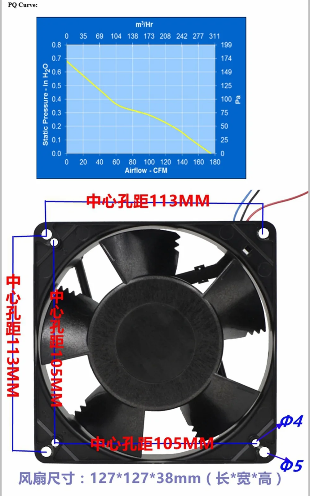 DC 24V 12738 осевой вентилятор, промышленный вентилятор, 127*127*38(мм), 175CFM Большой Ветровой металлический каркас вентилятор охлаждения, двойной шаг инверторный вентилятор