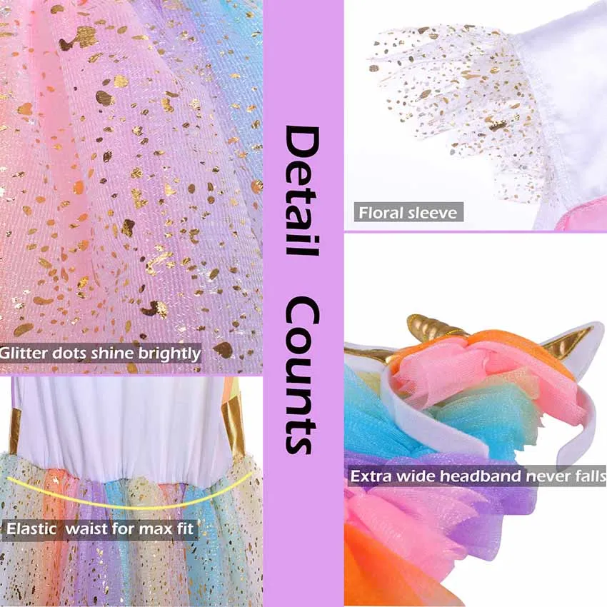 Костюм единорога для девочек платье принцессы Новинка 2019 г. костюмированной