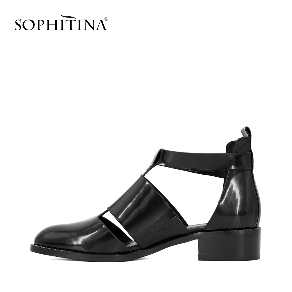 SOPHITINA/Хит продажи 2019г. Летняя обувь выполнена из натуральной кожи, подкадка из свиной кожи. Женские босоножки с закрытым округленным носком и пяткой на низском и толстом каблуке. Верх обуви сделан из ремешков.s21