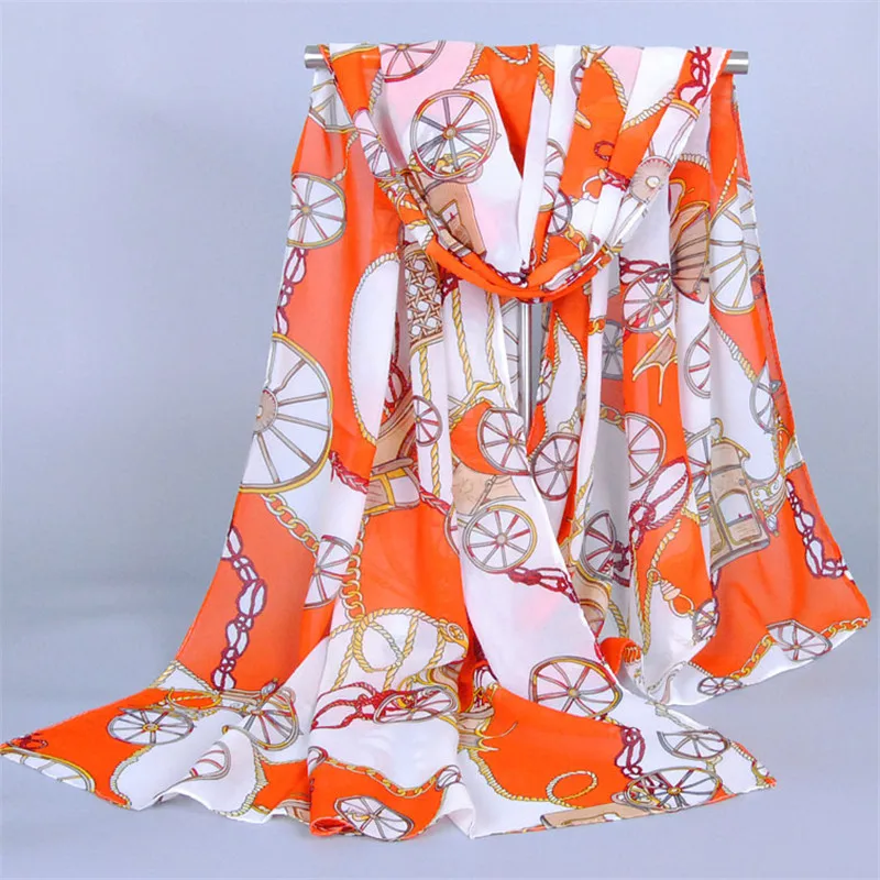 2019 популярная модная женская цепь перевозки шифоновый шарф с принтом шаль