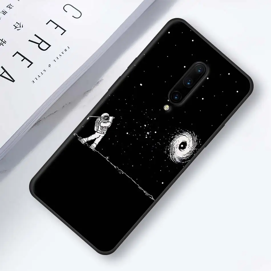 Мягкий чехол для Oneplus 7 7 Pro 6 6T силиконовый чехол для телефона для Oneplus 7 7Pro черный чехол из ТПУ с мультяшным космонавтом