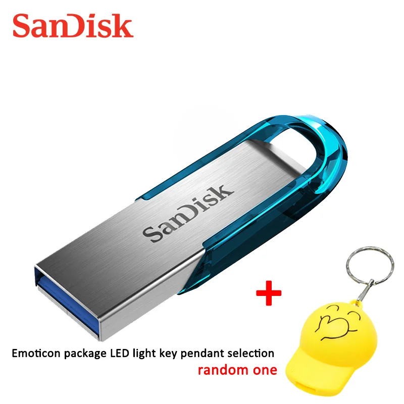 Двойной Флеш-накопитель SanDisk CZ73 USB3.0 флеш-накопитель 64 Гб оперативной памяти, 32 Гб встроенной памяти, супер Скорость USB флеш-накопитель читать Скорость до 150 МБ/с. USB3.0 флешки 16 Гб 130 МБ/с - Цвет: CZ73 blue-LED keycha
