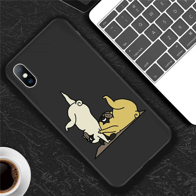 AC4341 Black USLION мультяшный чехол для телефона для iPhone X Xs Max XR 11 Pro Max Забавный чехол с рисунком собаки для йоги для iPhone 8 7 6 6 s Plus Мягкий чехол из ТПУ - Цвет: AC4341 Black