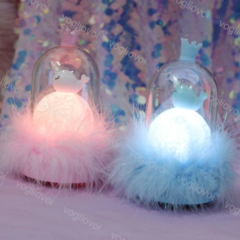 Vogliovoi Night Light Cartoon Unicorn Narwhal Whale Resin Ornaments For Children Kid Bedside Reading Table Decoration | Лампы и