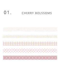 01 cherry blossoms 5 шт./компл. Kawaii милые сетки полосы Васи клейкие наклейки Скрапбукинг Маскировочная лента школьные принадлежности пули журнал Papeleria sl1852 - Цвет: 01 cherry blossoms