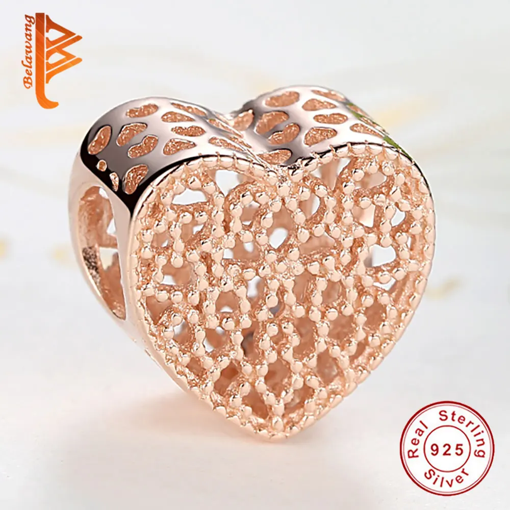 925 стерлингового серебра ювелирные изделия из розового золота DIY шармы в виде