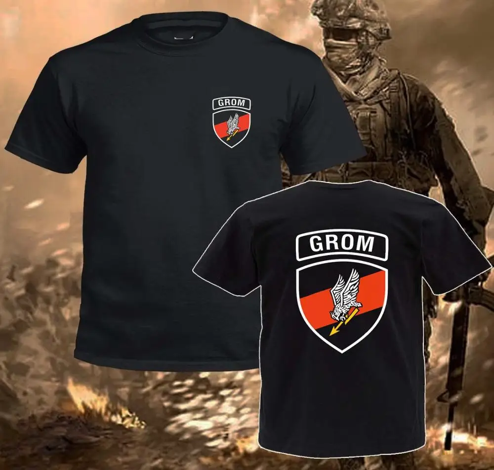 Лидер продаж 2018 новая мужская футболка черная Дизайнерская с принтом Grom польских