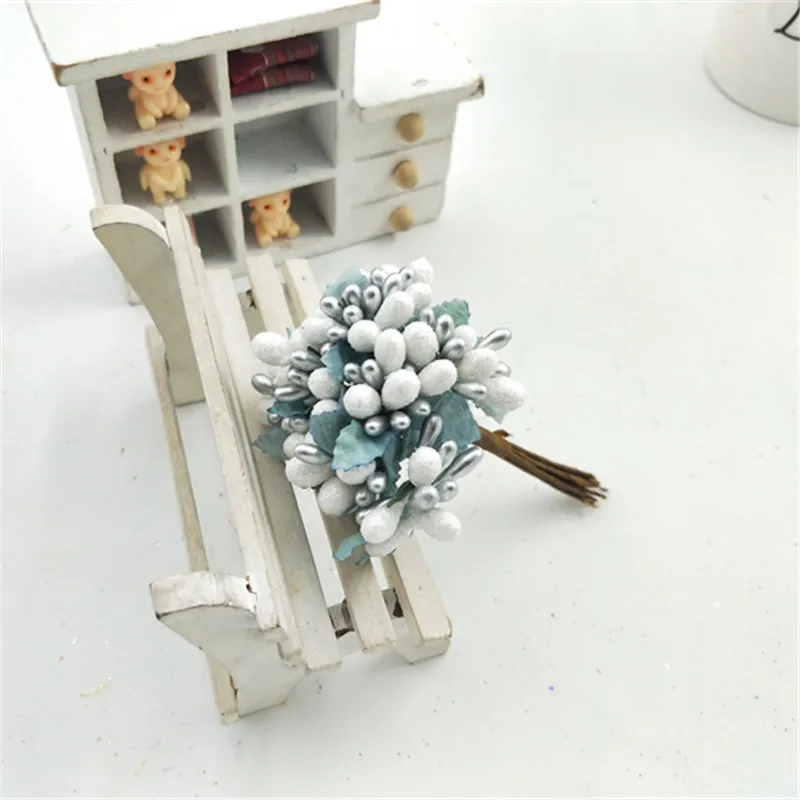 10 шт./лот миниатюрный букет с тычинками искусственный листья цветы украшение для