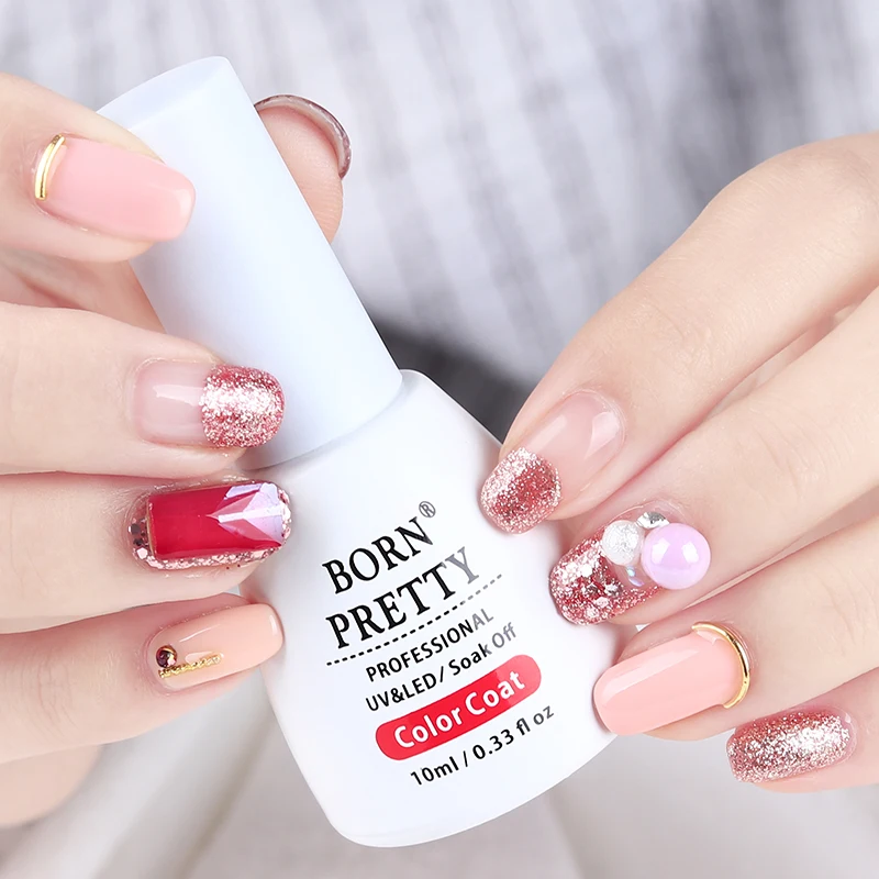 BORN PRETTY Блестящий УФ-Гель-лак розовое золото розовый Сияющий впитывающий Гель-лак для нейл-арта не протирать верхнее покрытие армирующий гель