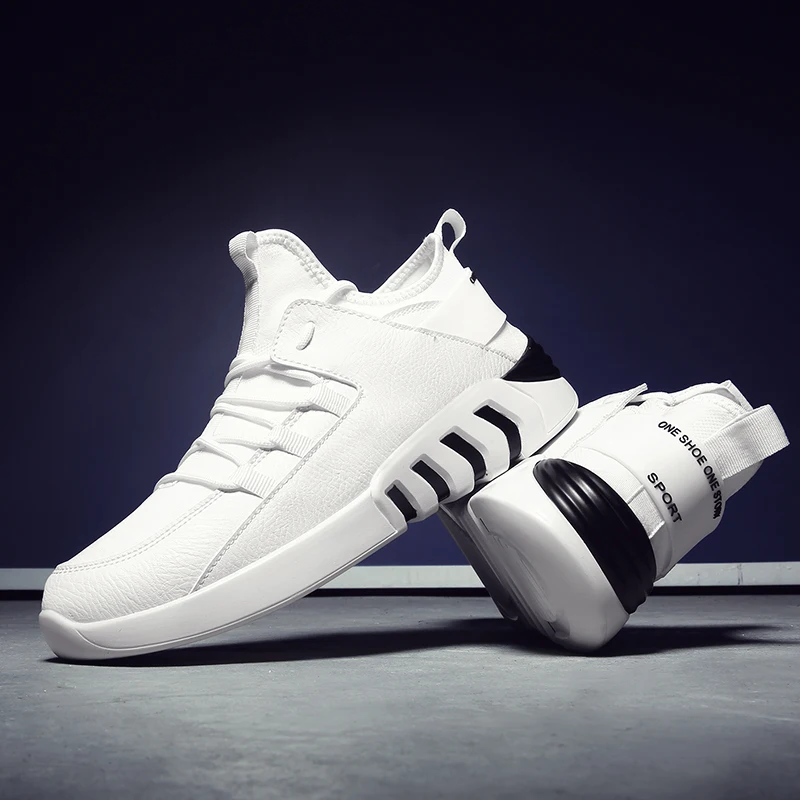 

New Men Running Shoes PU Individuality Men Sneakers Lace-Up City Trend Men Sport Shoes Cushioning Walking Shoes Men