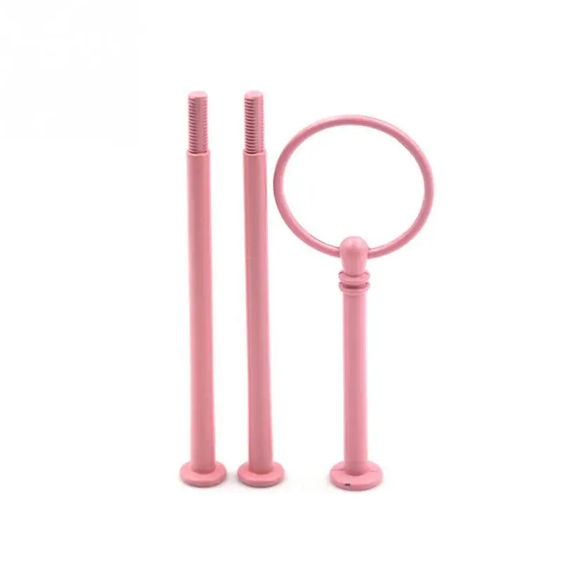 Pink 1 компл. Подставки для торта Свадебная вечеринка в отеле десертный Декор набор инструментов 3 ярусная стойка с ручкой для тарелок для торта для фруктовой чаши вешалка - Цвет: Pink