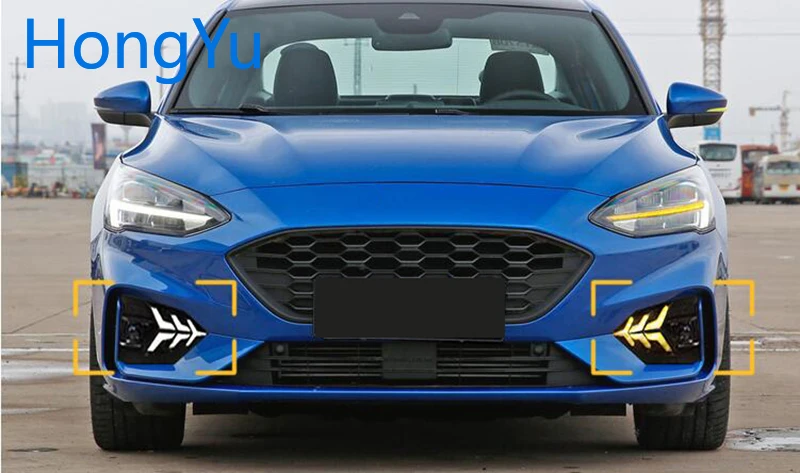 Для Ford Focus ST LINE 2018 2020 белый синий и желтый Сигналы поворота автомобильные ДХО 12 В