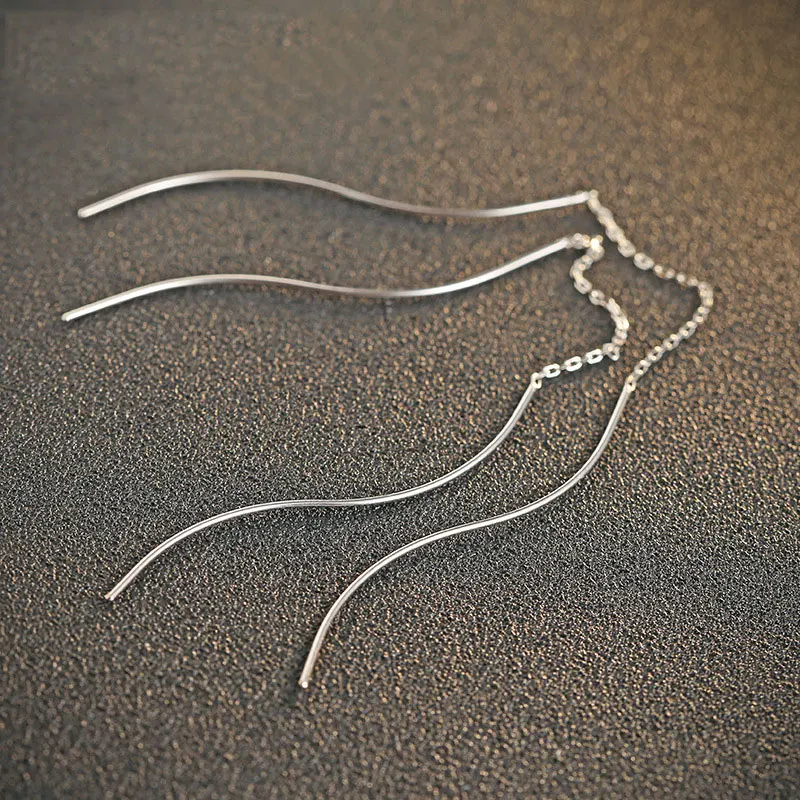 

FNJ 925 Silver Long Chain Earring 100% S925 Sterling Silver boucle d'oreille Drop Earrings for Women Jewelry