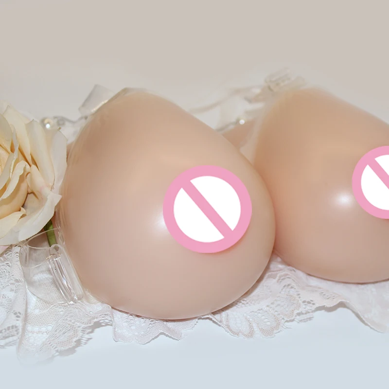 Soft Medical Silicone Fake Breast Forms Artificial Boobs Tits Chest With Strap For Crossdresser Drag Queen Men 600g/Pair B Cup |