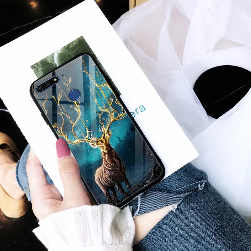 Флип-чехол для Huawei Honor 7C 5 7 дюйма силиконовый Жесткий чехол из закаленного стекла C
