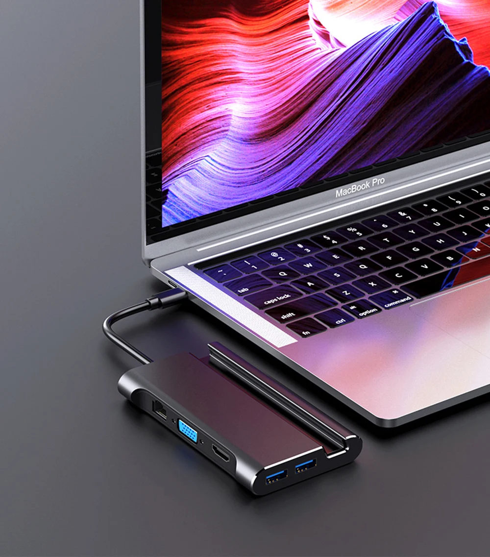 USB C док-станция для ноутбука Thunderbolt 3 HDMI VGA RJ45 PD адаптер с держателем для телефона Подставка для MacBook Pro huawei P30 USB C концентратор