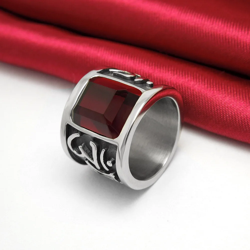 Винтажный стиль шесть слов мантра санскрит буддийский Красный CZ Кольцо из