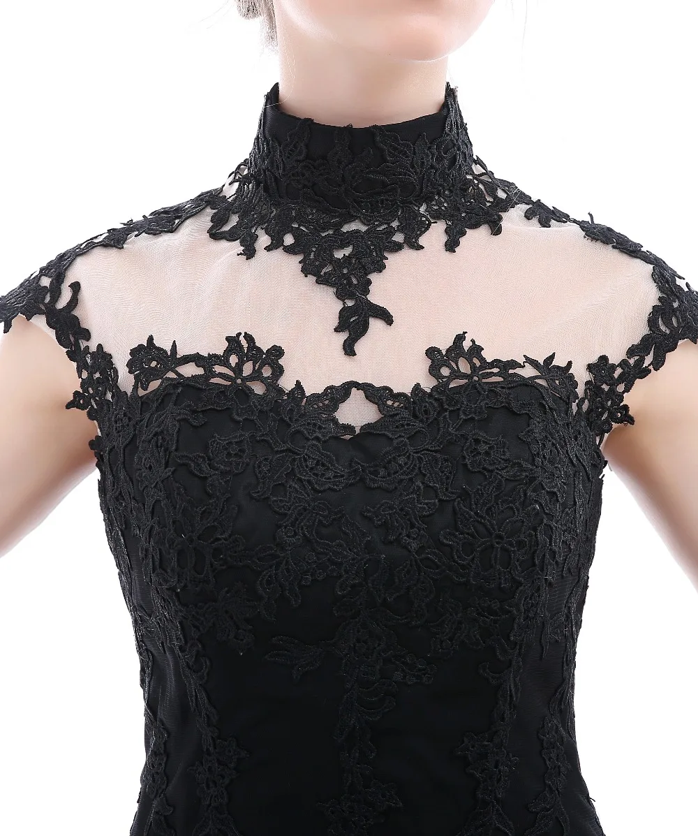 BRLMALL с высокой горловиной в готическом стиле черные свадебные платья размера