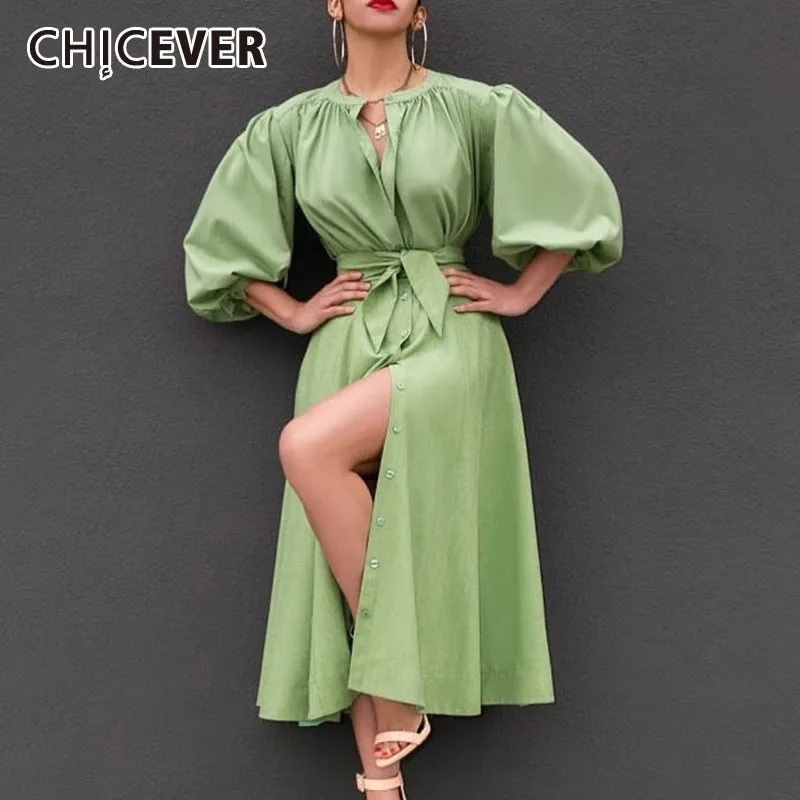 Женский Повседневный комплект из двух предметов CHICEVER зеленый топ с круглым