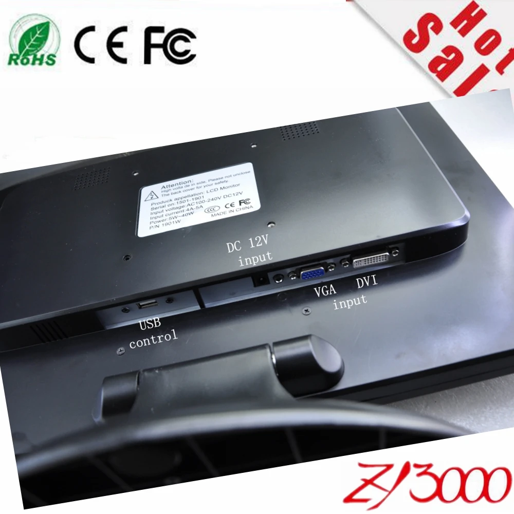 Автомобильный детектор промышленный сенсорный экран 19 дюймов Dvi Vga Tft Lcd для Pos