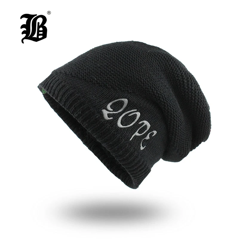 [FLB] Wool Men's Winter Hats Fashionable Knit Black Autumn Thick and Warm Skullies Peas Soft Knitted WoolenF18047 | Аксессуары для