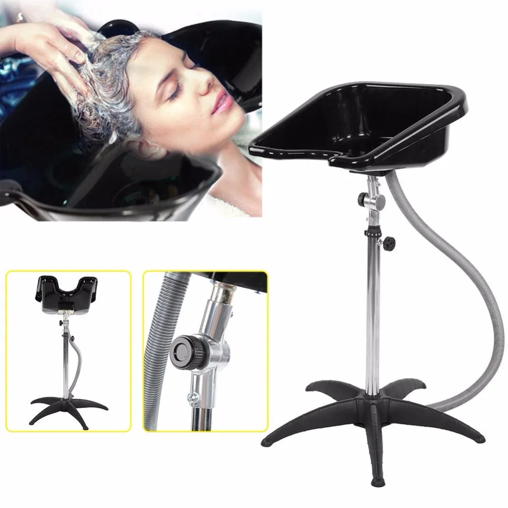 Salon Hair Basin Barber Backwash Stainless Steel Shampoo Hair Treatment Adjustable Height Hair Styling Barber Shampoo Bowl