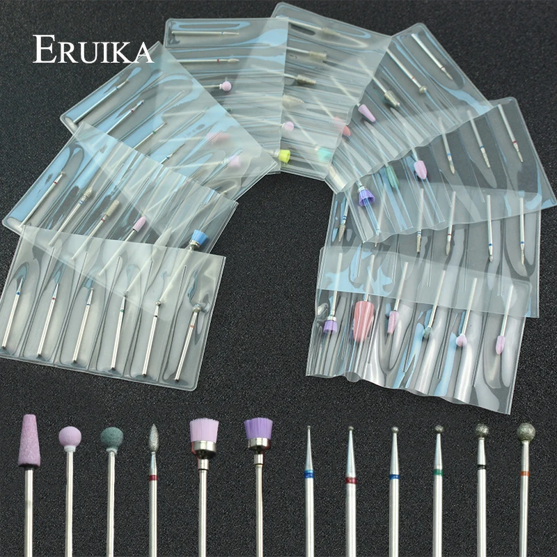 ERUIKA, набор сверл для ногтей 9 типов, фреза для маникюра, электрическая машина, роторные биты, инструменты для чистки кутикулы, аксессуары для педикюра