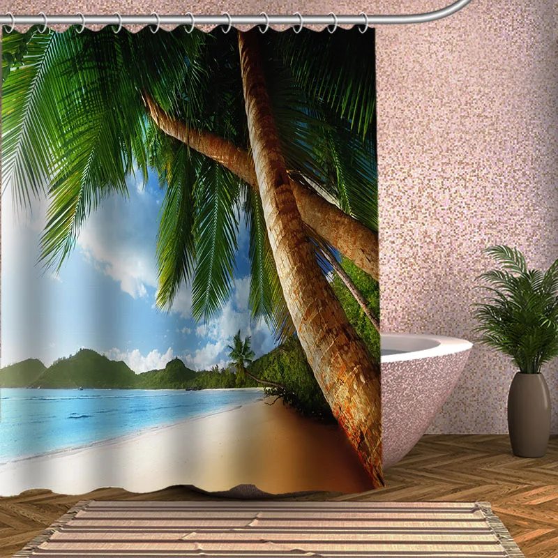 Популярные Заказные пляжные летние занавески для душа из полиэстера красивые