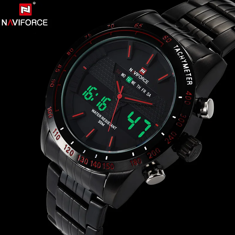 Naviforce оригинальный Элитный бренд Нержавеющая сталь кварцевые часы Для мужчин