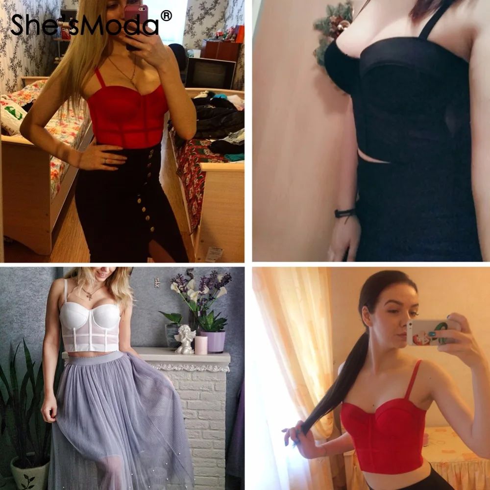 She'smoda Сетки Push-Up Bralet Для женщин корсет бюстье бюстгальтер ночного клуба вечерние укороченные топ, жилет плюс Размеры
