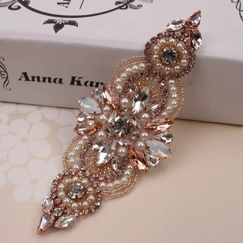 (30 шт.) оптовая продажа Горячая фиксация розовое золото свадебный пояс шитье на