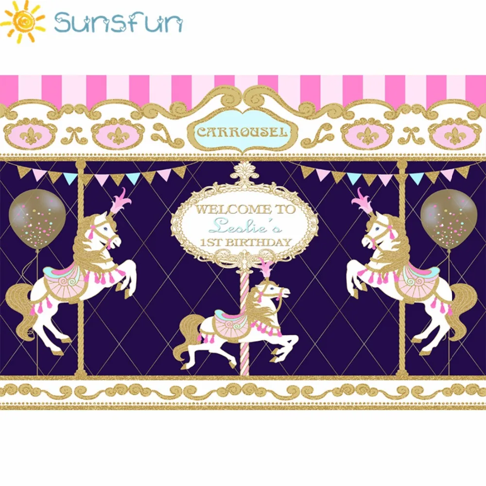 Sunsfun 7x5 футов Виниловый фон для фотосъемки карусель новорожденный день рождения детский душ вечерние фотофоны на заказ 220x150 см