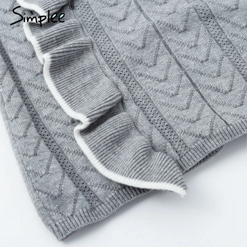 Женский свитер Simplee с рюшами по краям милый стройный пуловер расклешенными