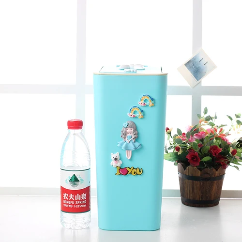 Girl 8L pressing 8л/12л hello kitty мусорный бак с крышкой прокатки и прессования типа кухня гостиная ванная комната хранение мусора корзина пластиковый мусорный бак - Цвет: Girl 8L pressing